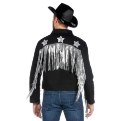 Cowboy Jacka med Fransar Svart Herr