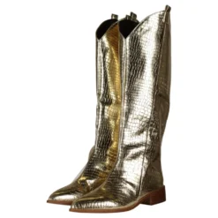 Cowboystövlar Reptilmönster Dam Guld