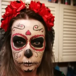 Day of the Dead Diadem med Röda Rosor
