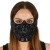 Dödskalle Halvmask med Strass Svart