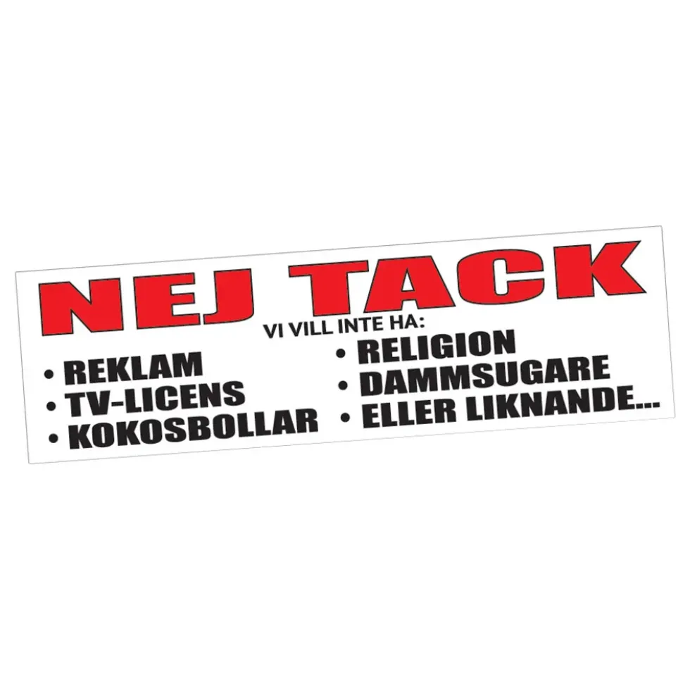 Dekal NEJ TACK! Ingen Reklam