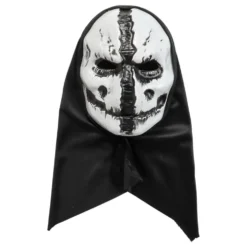 Demon Mask med Huva Svart/Vit