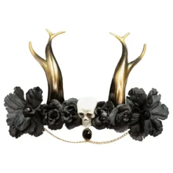 Diadem Horn med Dödskalle & Rosor