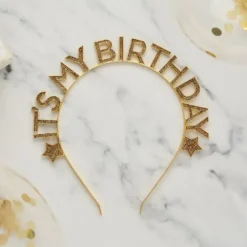 Diadem It's My Birthday Guld i Metall