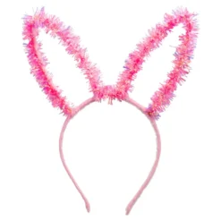 Diadem Kaninöron Glitter Rosa