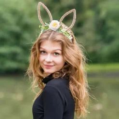 Diadem Kaninöron med Blommor
