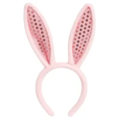 Diadem Kaninöron Rosa Glitter