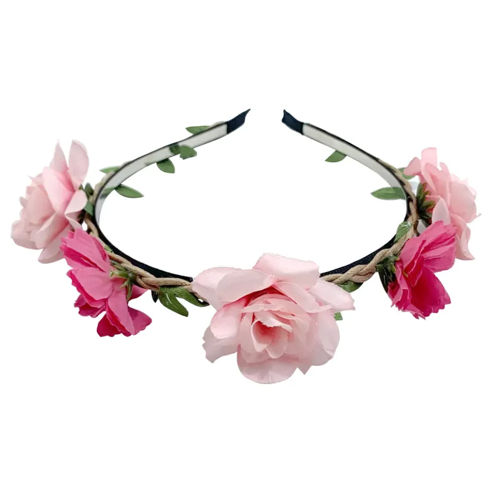Diadem med Rosa Blommor
