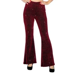 Discobyxor Utsvängda Glitter Röd Dam