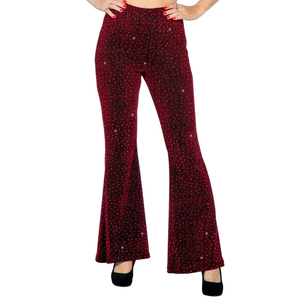 Discobyxor Utsvängda Glitter Röd Dam