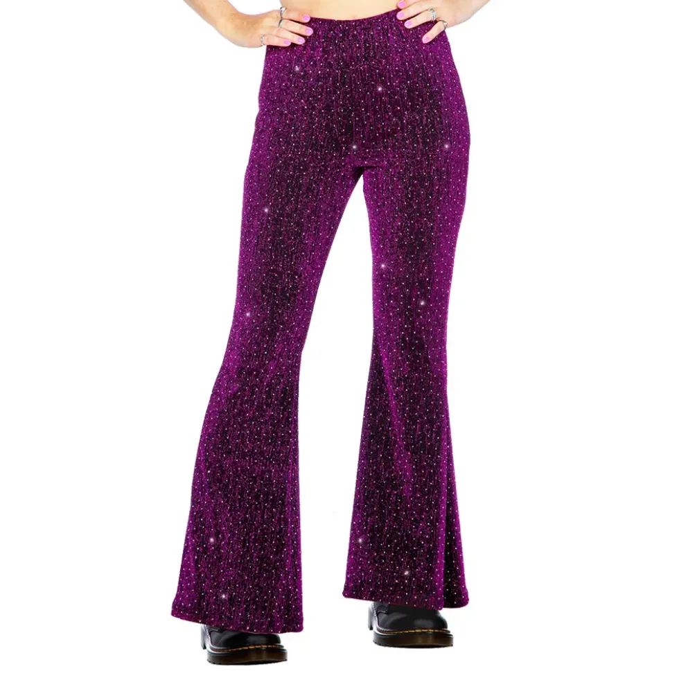 Discobyxor Utsvängda Glitter Mörkrosa för Barn