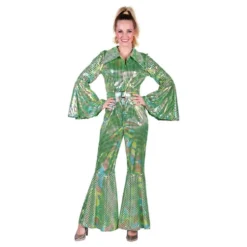 Disco Jumpsuit Grön Färgskimrande Maskeraddräkt