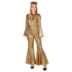 Disco Jumpsuit Guld Deluxe Maskeraddräkt