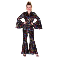 Disco Jumpsuit Svart Färgskimrande Maskeraddräkt