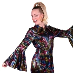 Disco Jumpsuit Svart Färgskimrande Maskeraddräkt
