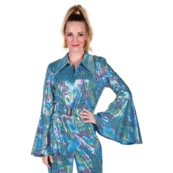 Disco Jumpsuit Turkos Färgskimrande Maskeraddräkt