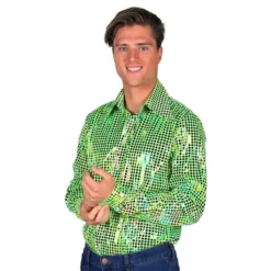 Disco Skjorta Herr Grön Färgskimrande
