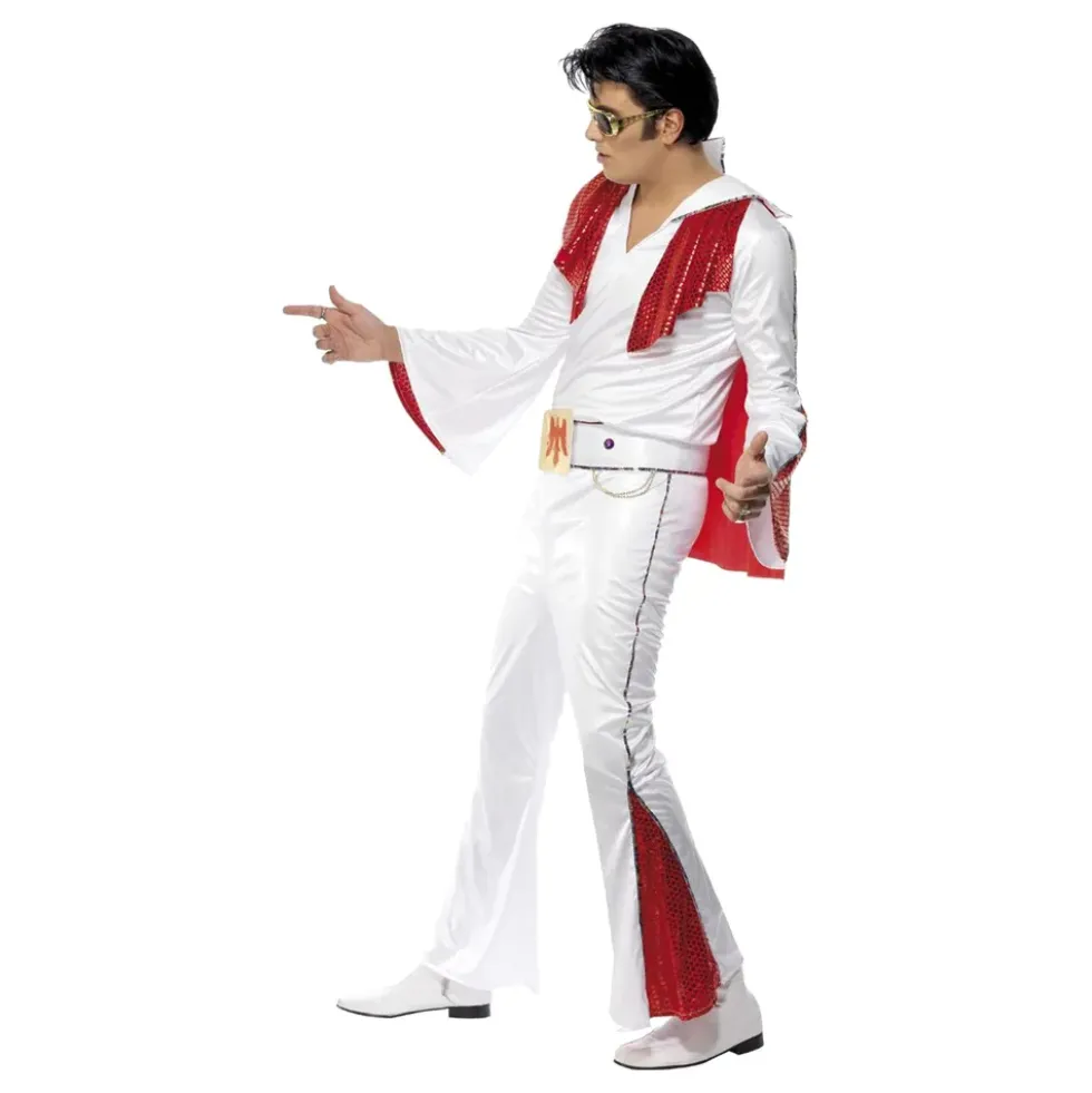 Elvis Vit/Röd Maskeraddräkt
