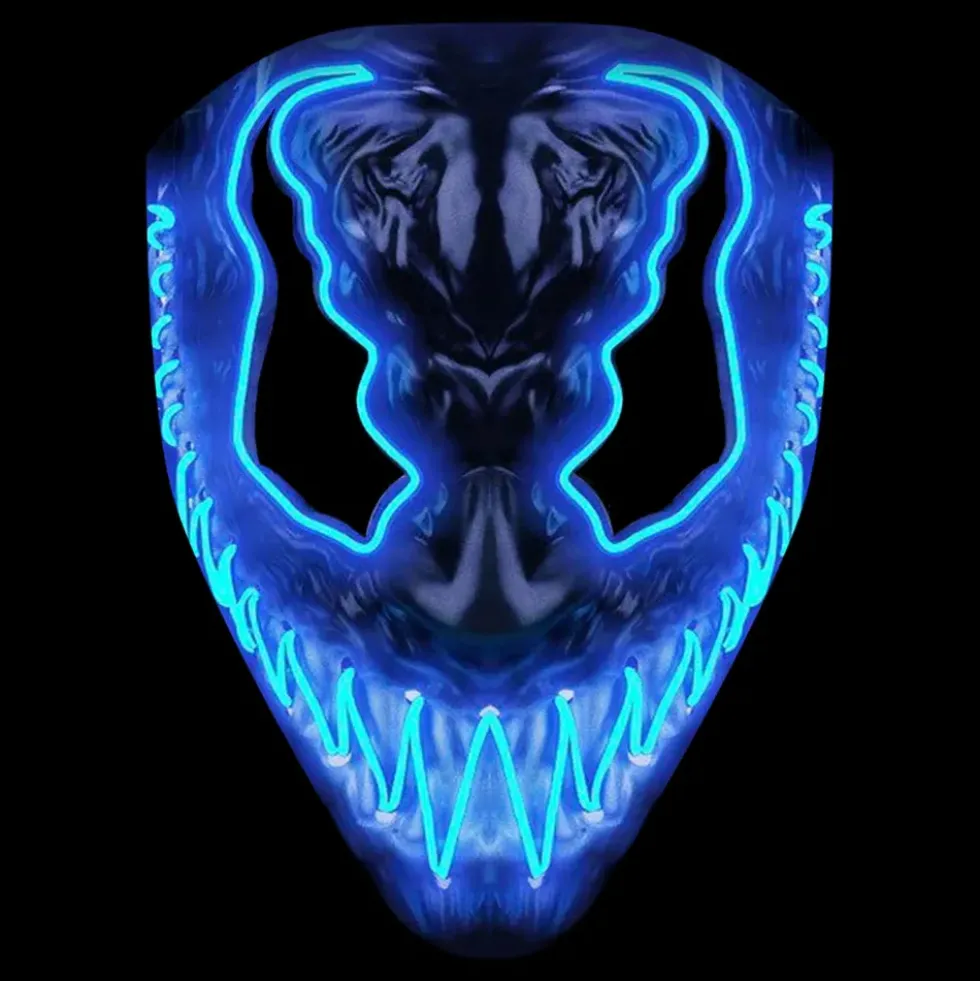 El Wire Demon Blå LED Mask
