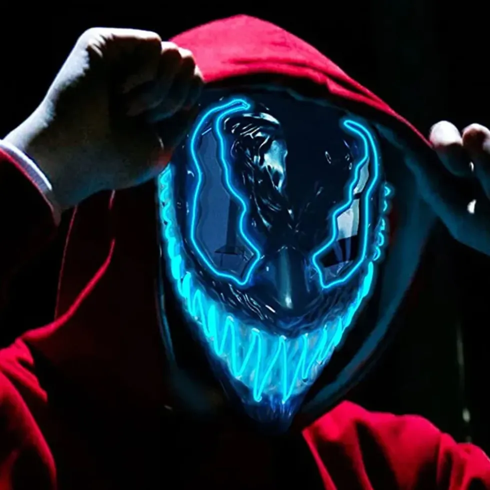 El Wire Demon Blå LED Mask
