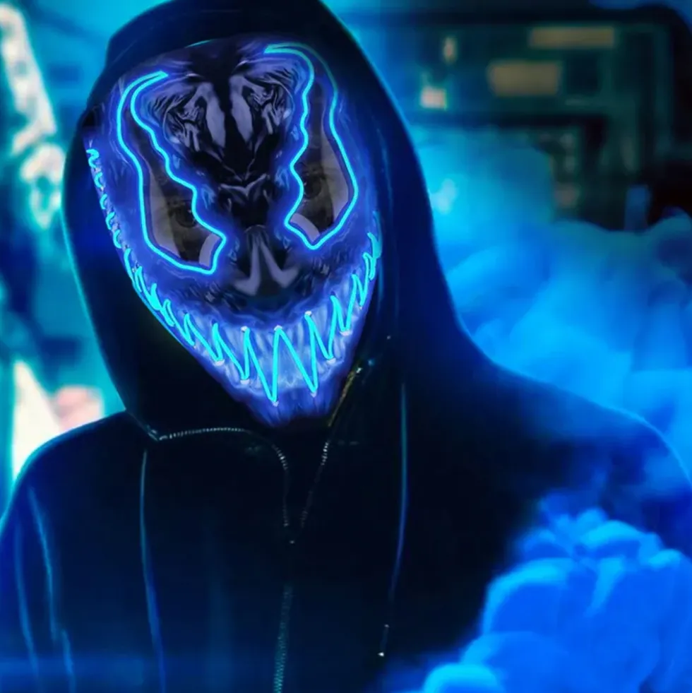 El Wire Demon Blå LED Mask
