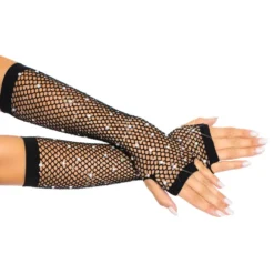 Fingerlösa Handskar med Strass Svart