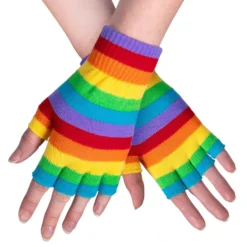 Fingerlösa Handskar Regnbågsfärgade