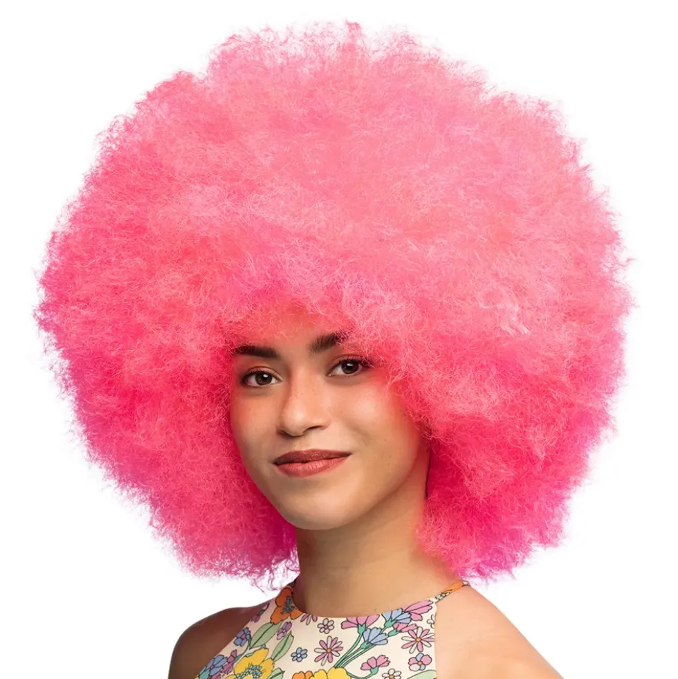 Fluffig Neonrosa Peruk