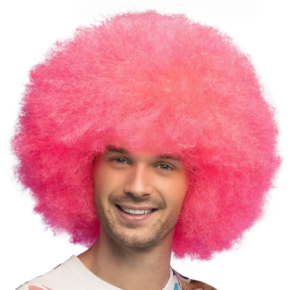 Fluffig Neonrosa Peruk