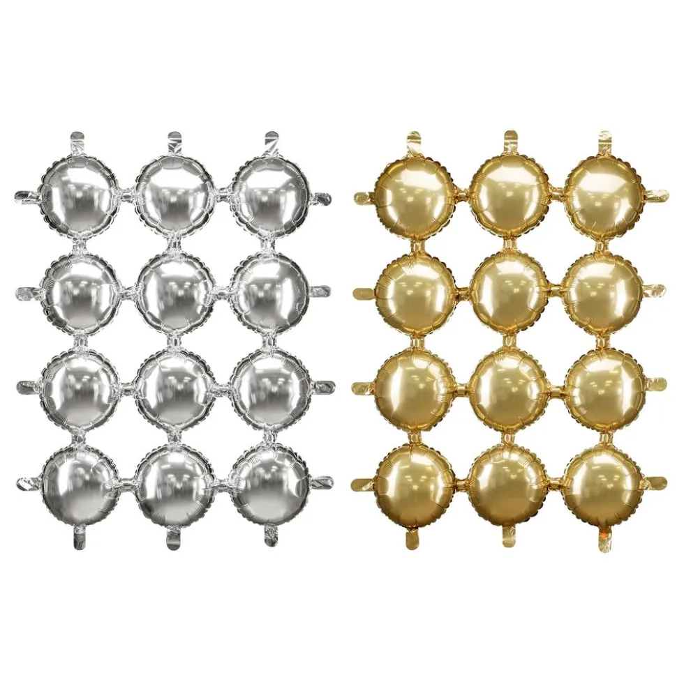 Folieballong Backdrop Rund Guld/Silver