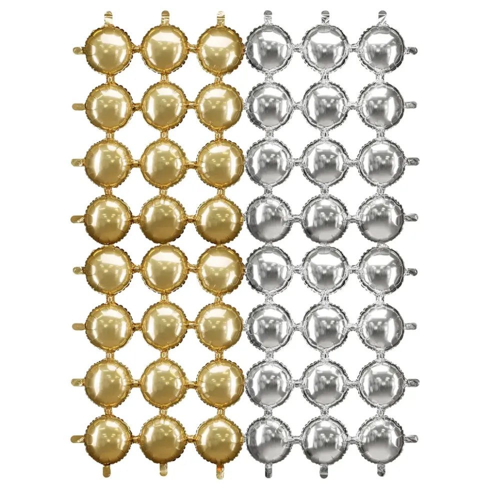 Folieballong Backdrop Rund Guld/Silver
