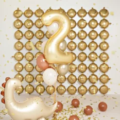 Folieballong Backdrop Rund Guld/Silver