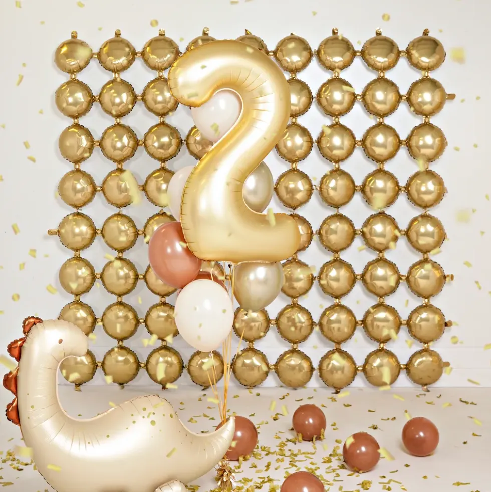 Folieballong Backdrop Rund Guld/Silver