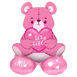 Folieballong Björn Its a Girl Rosa