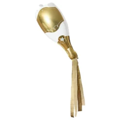Folieballong Champagneflaska Guld med Streamers