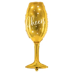 Folieballong Cheers Champagneglas Guld