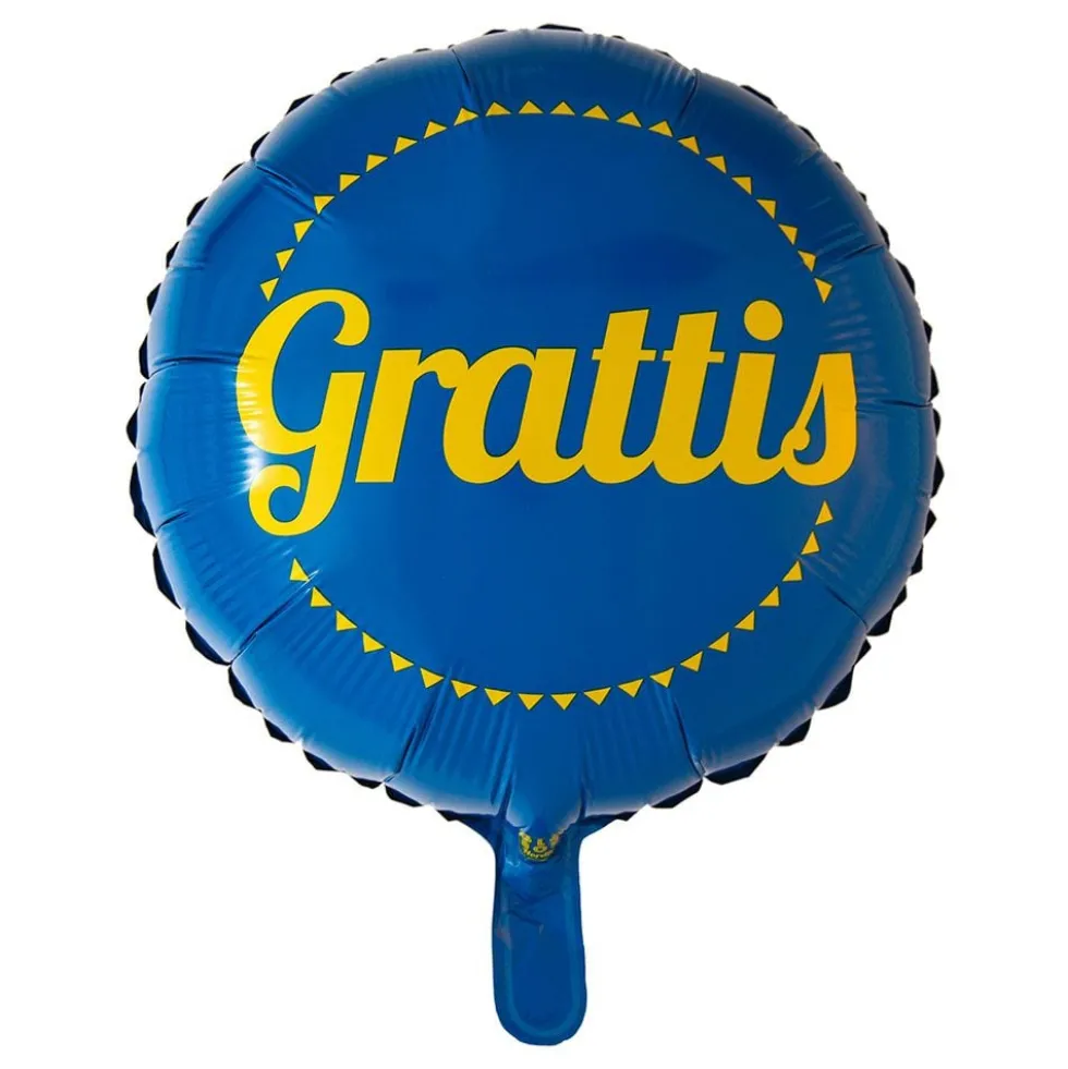 Folieballong Grattis Blå/Gul