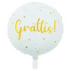 Folieballong Grattis Vit/Guld
