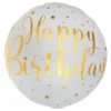 Folieballong Happy Birthday Vit/Guld
