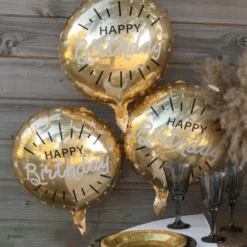 Folieballong Happy Birthday Guld