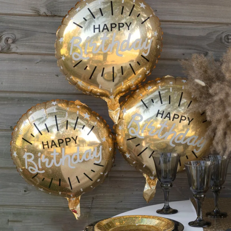 Folieballong Happy Birthday Guld