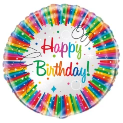 Folieballong Happy Birthday Regnbåge