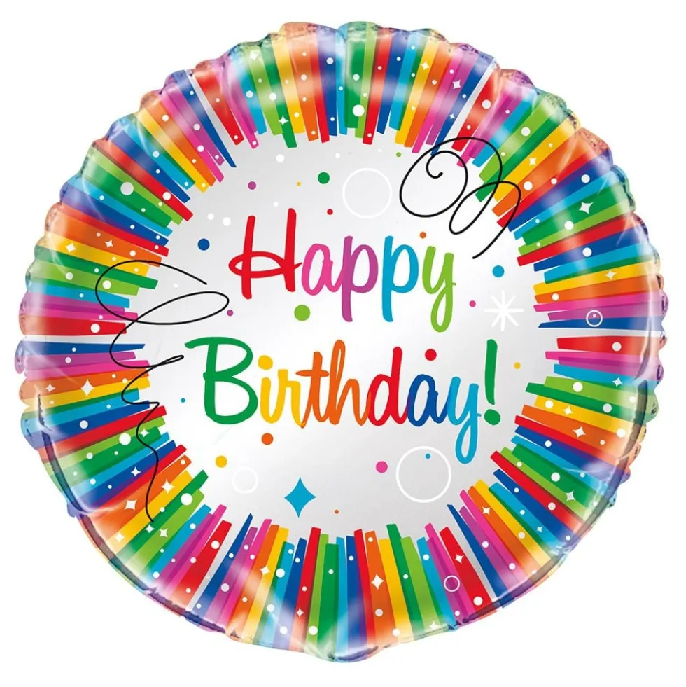 Folieballong Happy Birthday Regnbåge