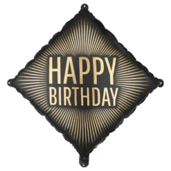 Folieballong Happy Birthday Svart/Guld
