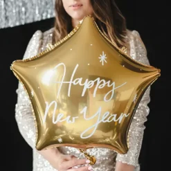 Folieballong Happy New Year Guld Stjärna