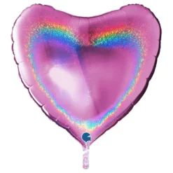 Folieballong Hjärta Glitter Rosa Stor