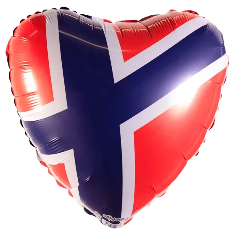 Folieballong Hjärta Norska Flaggan