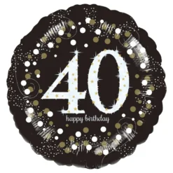 Folieballong Rund Sparkling Birthday 40