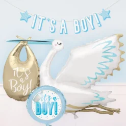 Folieballong Stork Its a Boy Blå