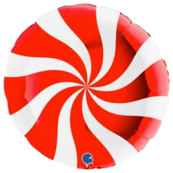 Folieballong Swirly Vit-Röd